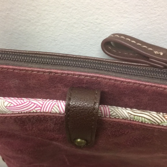 The Sak Pax Feather Design Burgundy Leather Crossbody Bag - Picture 6 of 16
